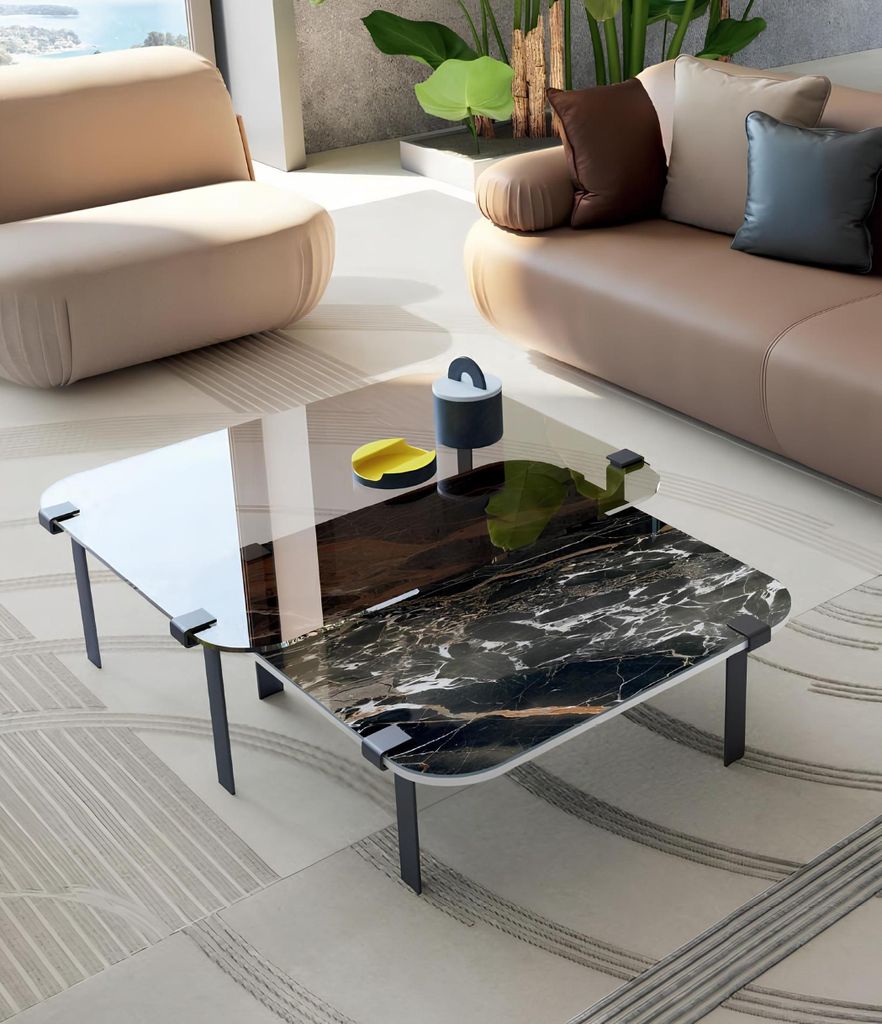 Couchtische Tisch Luxus Glas Tische Konsolen Design Italienische Möbel Set 2x