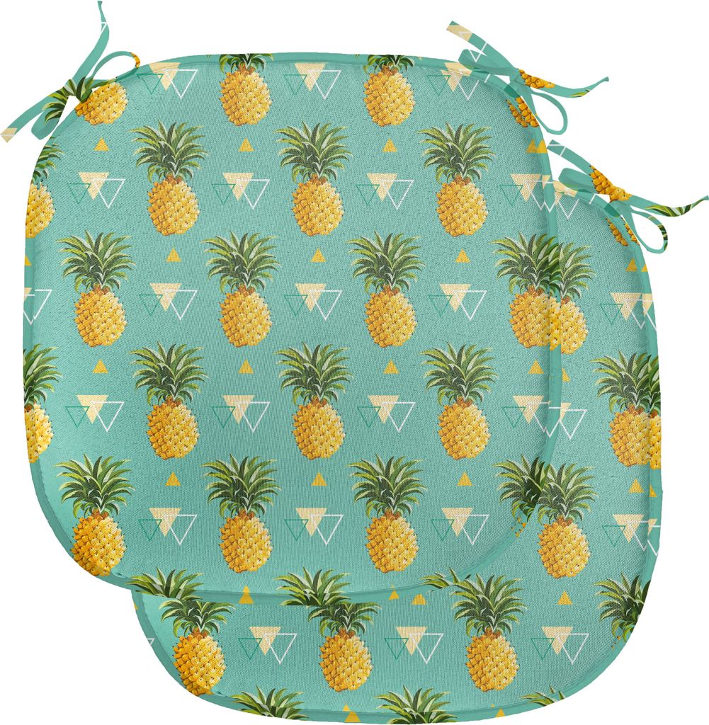ABAKUHAUS Ananas Polster für Esszimmerstühle, geometrische Hipster, Dekoratives wasserfestes Kissen mit Riemen für Küchensitze, 40 cm x 40 cm-2...
