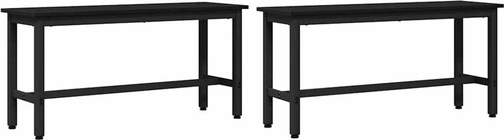 Esstischbank 2 pcs Schwarz Eichen-Optik 100 x 32,5 x 48,5 cm