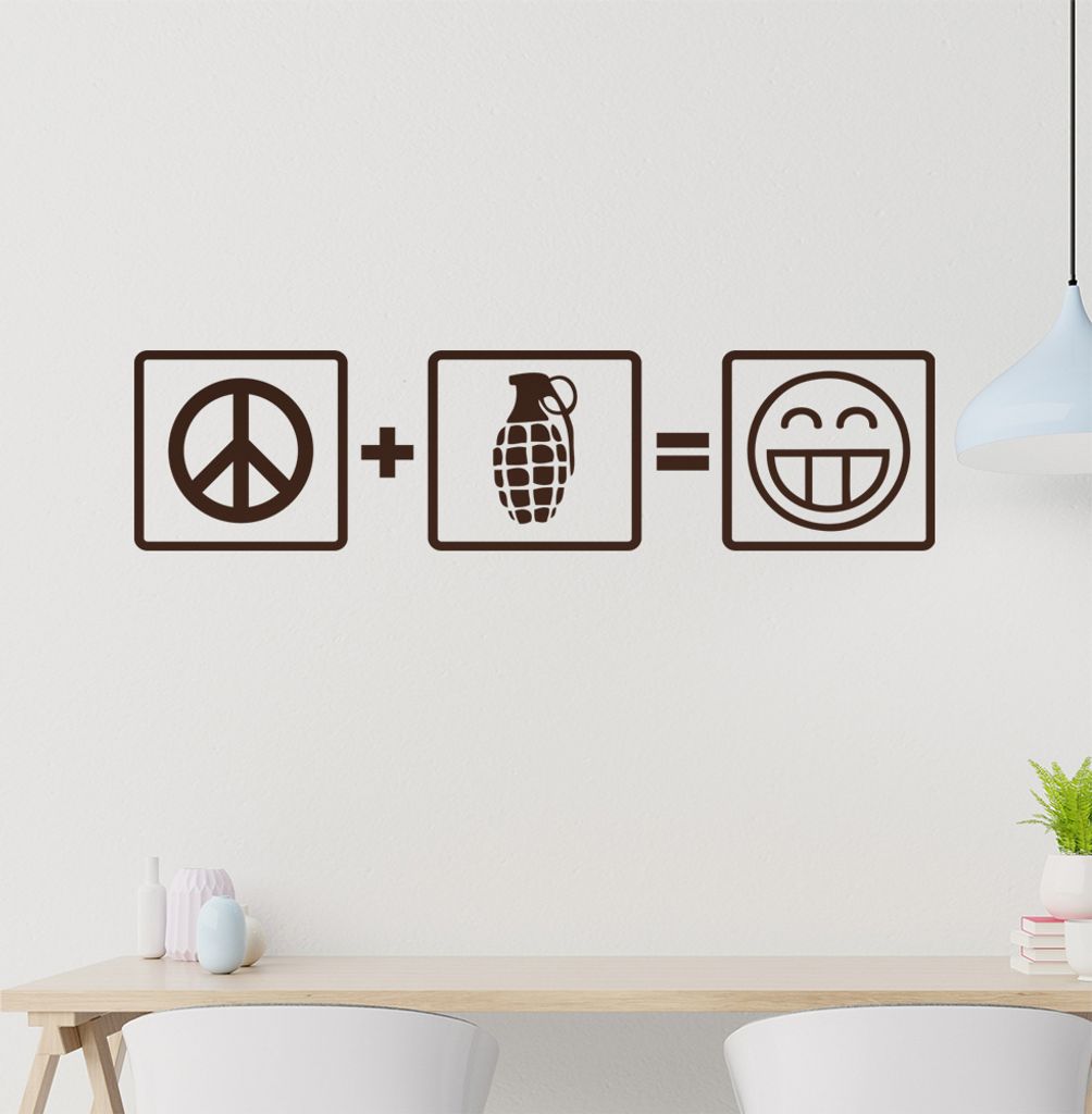Peace + Granate Wandtattoo in 6 Größen - Wandaufkleber Wall Sticker - Dekoration, Küche, Wohnzimmer, Schlafzimmer, Badezimmer
