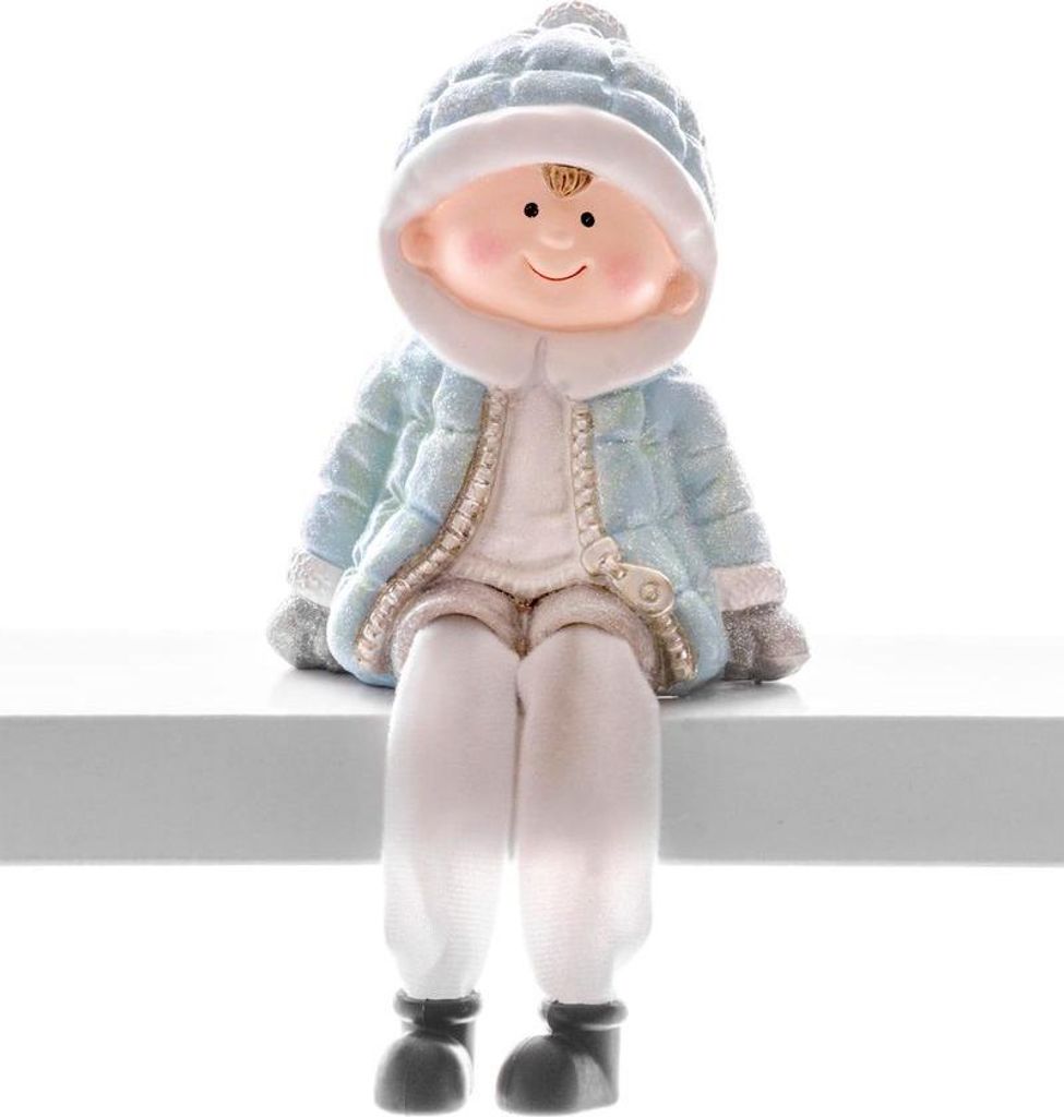 Figurine MagicHome Noël, petit garçon, polyrésine, 11x8x13 Image du produit 