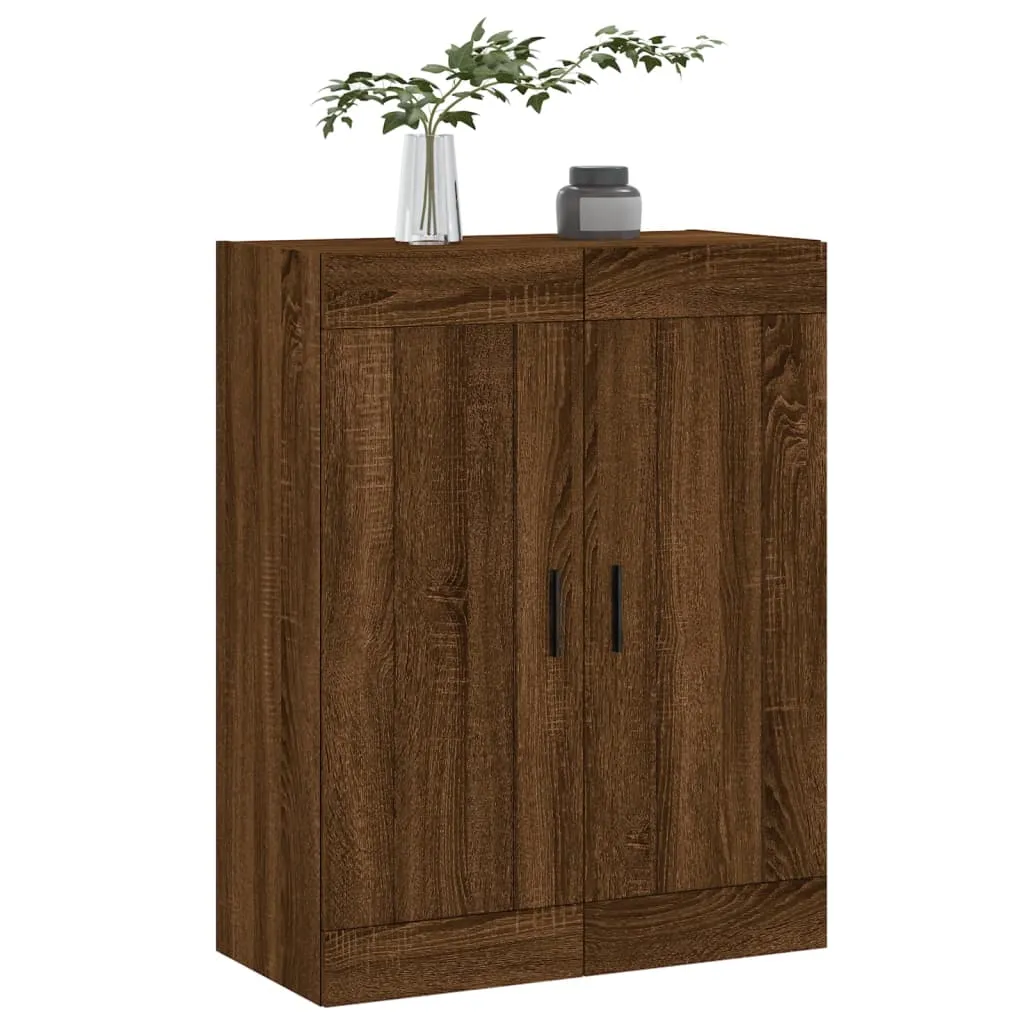 Meuble de rangement mural marron aspect chêne 90 cm en bois robuste - 5