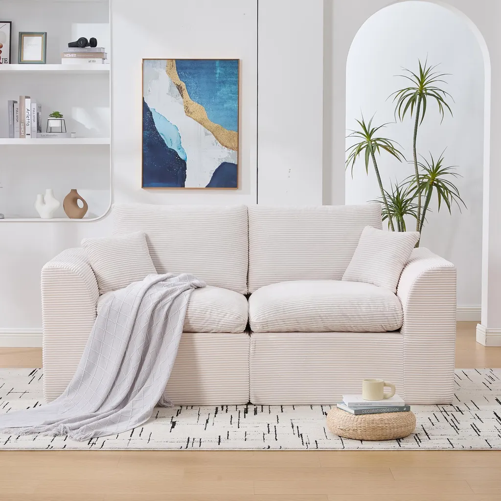 Fauteuil de Lecture Beige MODFU - Petit Canapé 1 Place pour Coin Cosy