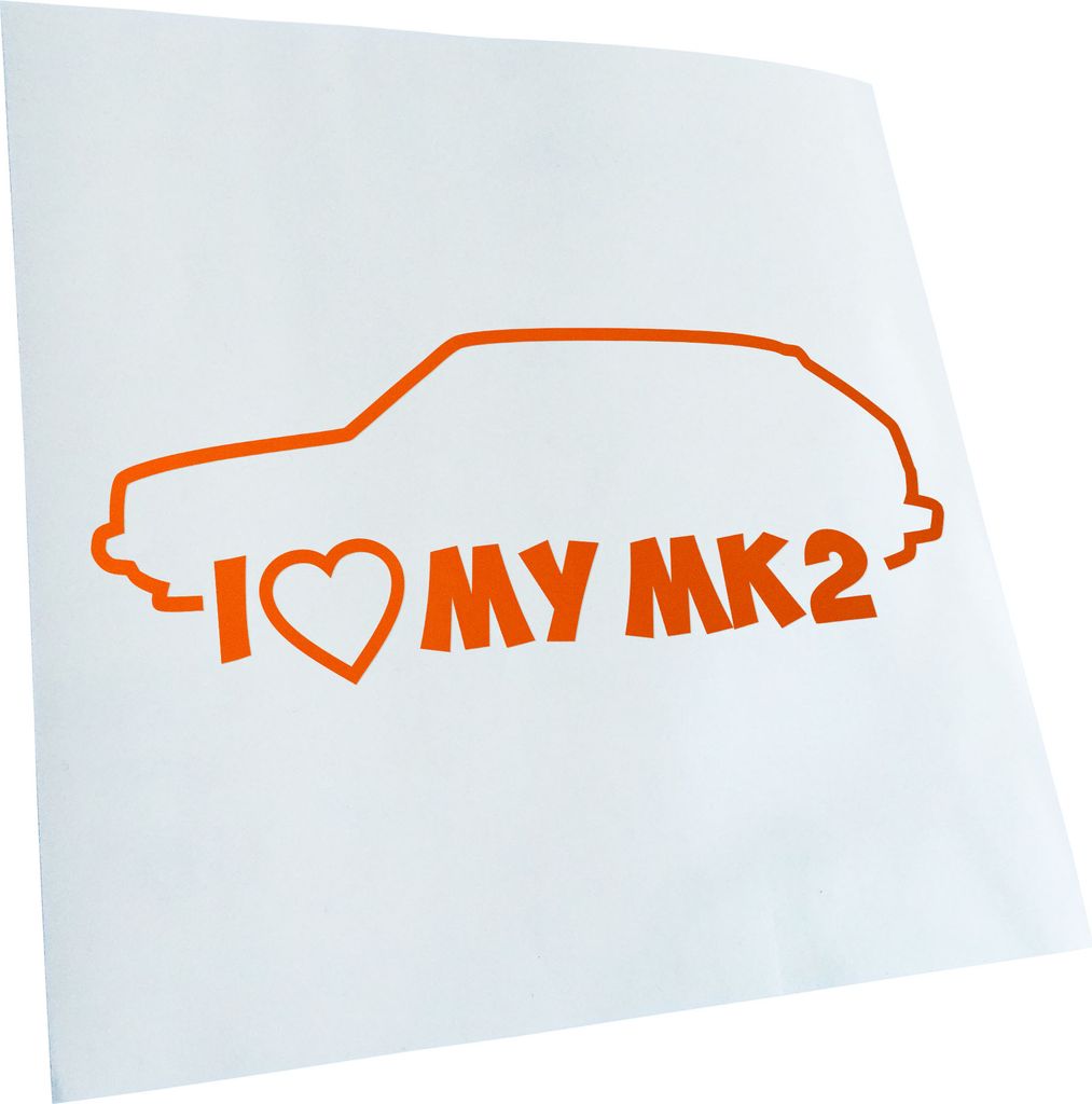 Kiwistar - Autoaufkleber - I Love My MK2 Heckscheibenaufkleber - Aufkleber für Auto Kfz Fahrrad, LKW, Truck Mofa
