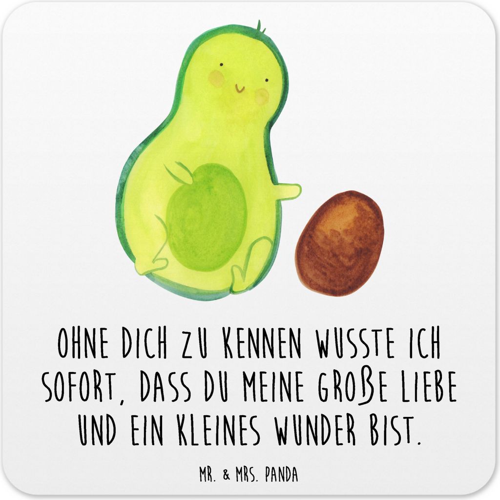 Mr. & Mrs. Panda Untersetzer Eckig Avocado Kern rollt 10er Set - Weiß - Geschenk, Tassenuntersetzer, Coaster, Liebe, für Gläser, Design, Tassen,...