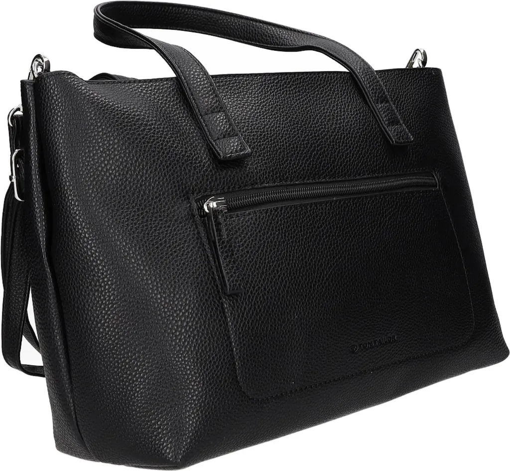 Sac Shopper Elis Noir Tom Tailor avec Fermeture Éclair et Finition Grainée