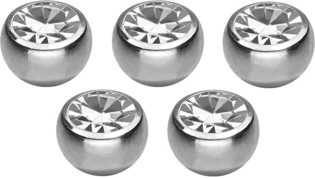 SET Chirurgenstahl Schraubkugel KRISTALL Silber | Setfarbe: KK-KK-KK-KK-KK Kugelgröße: 6mm | Setvariante: 5er SET1 = 1,6 mm Gewindemm