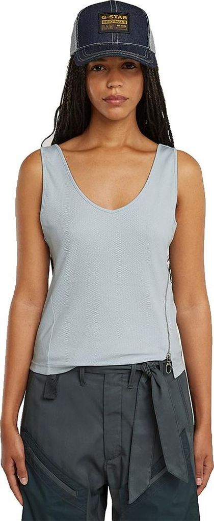 G-star Asymmetrical Zip Slim ärmelloses T-shirt Grau XS Frau Grau XS
