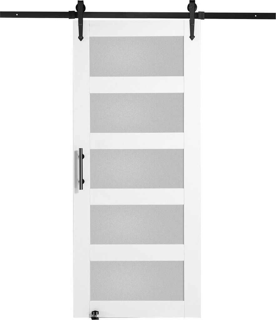 Barn Door and Hardware Kit 36" x 84" Wood and Glass Sliding Barn Door Kit
