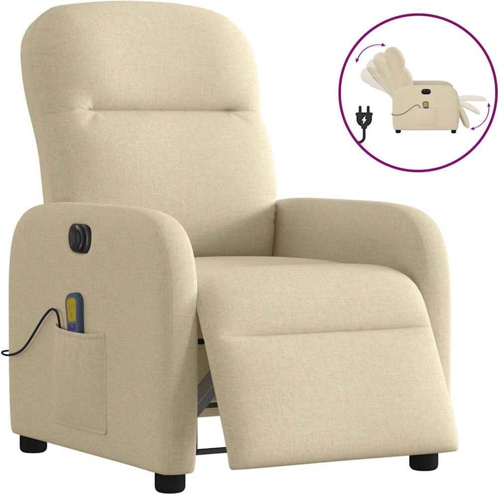 Maison Exclusive - Massagesessel Elektrisch Creme Stoff