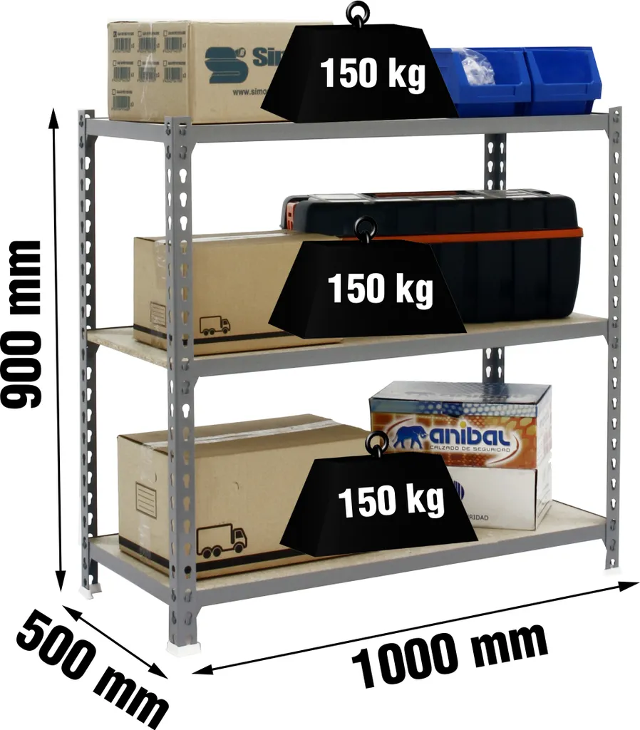 Organisez votre garage avec l'étagère métallique MADERCLICK PLUS 3/500 gris
