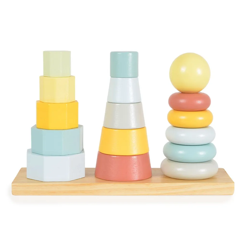 Trieur Montessori Lumarko à trois tours en bois pour empiler et trier