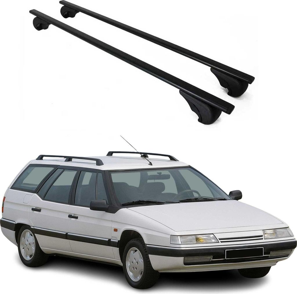 Dachträger Grundtäger für Citroen XM Kombi 1991-2000 75kg Metall Schwarz 2 tlg