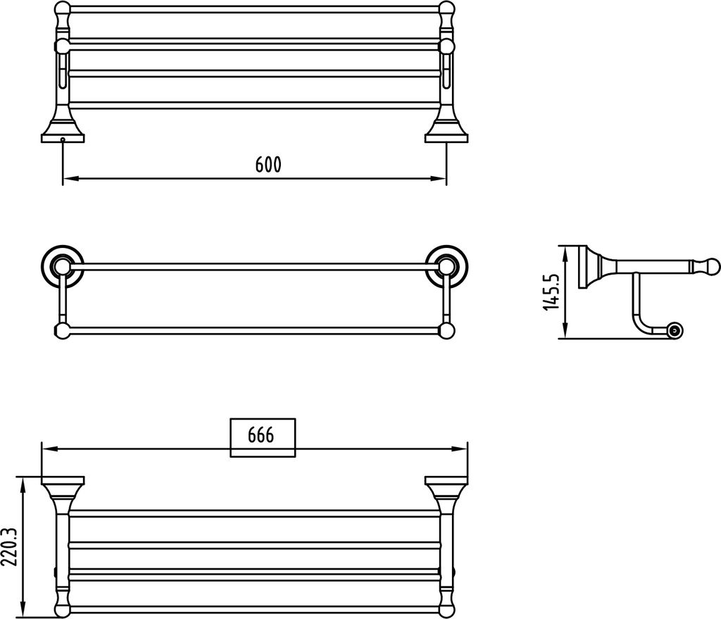 PaulGurkes Handtuchhalter Nostalgie Badablage Retro Kleiderstange Bad-Ablage