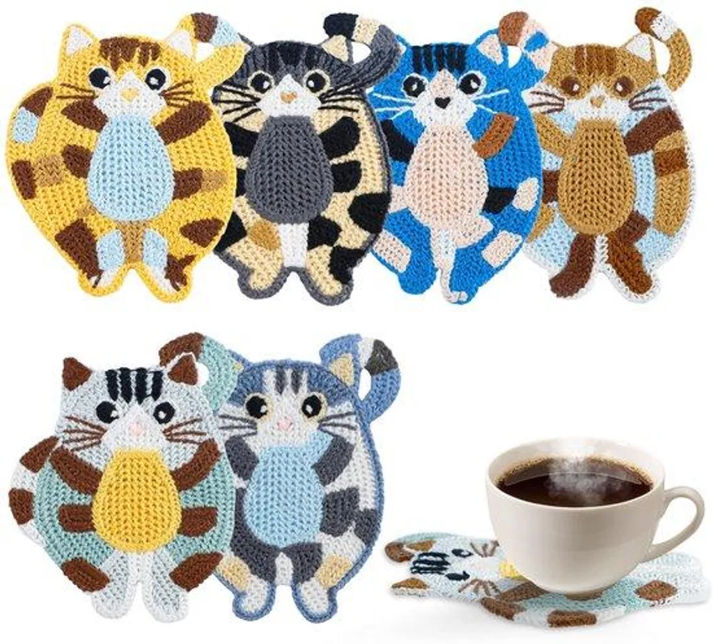 Protection de table chatons : 6 dessous-de-verre tissés pour bureau