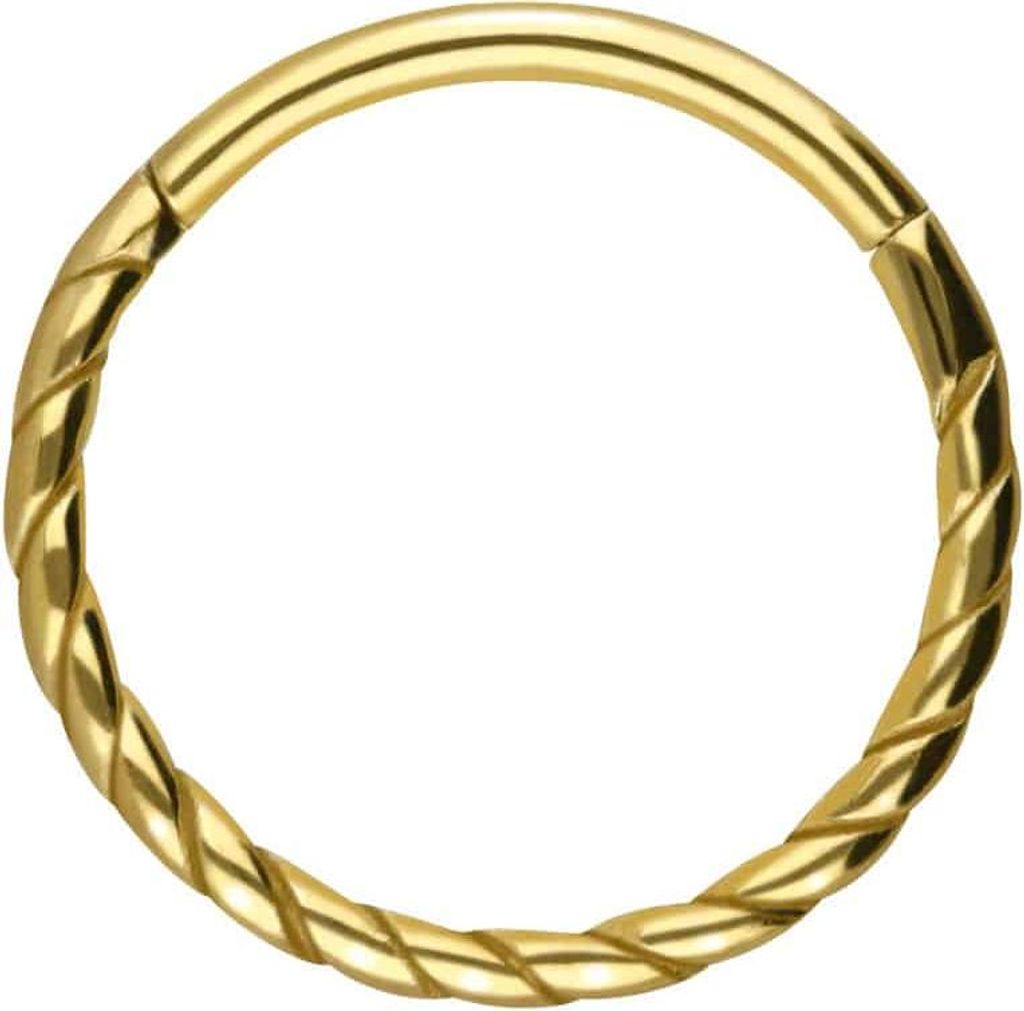 Ohrpiercing, Nasenpiercing, Septum Piercing Chirurgenstahl Segmentring Clicker GEDREHT Gold Innendurchmesser: 12mm + Stabstärke: 1,2mm