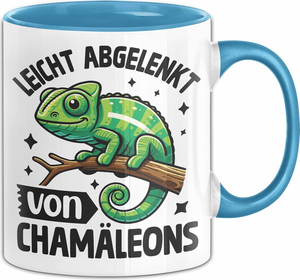 Chamäleon Tasse Geschenk Leicht Abgelenkt Von Chamäleons (Blau)