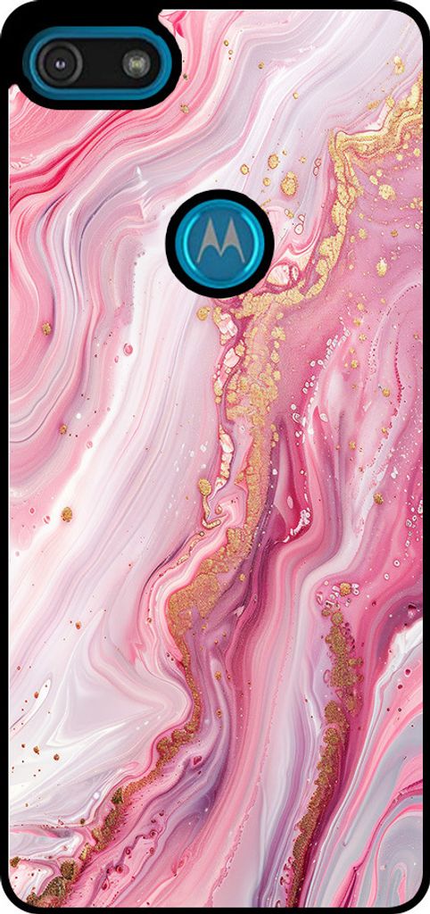 Smartphonica Telefon Fall geeignet für Motorola Moto E6 Play mit Marmor-Druck - TPU zurück Abdeckung Fall Marmor-Design - Pink