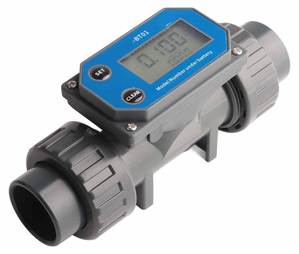 A digital water flow meter.