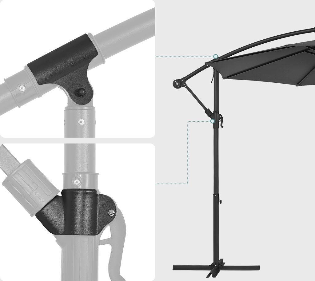 SONGMICS slunečník Ø 300 cm ochrana proti slunci UPF 50+ Obrázek produktu 7