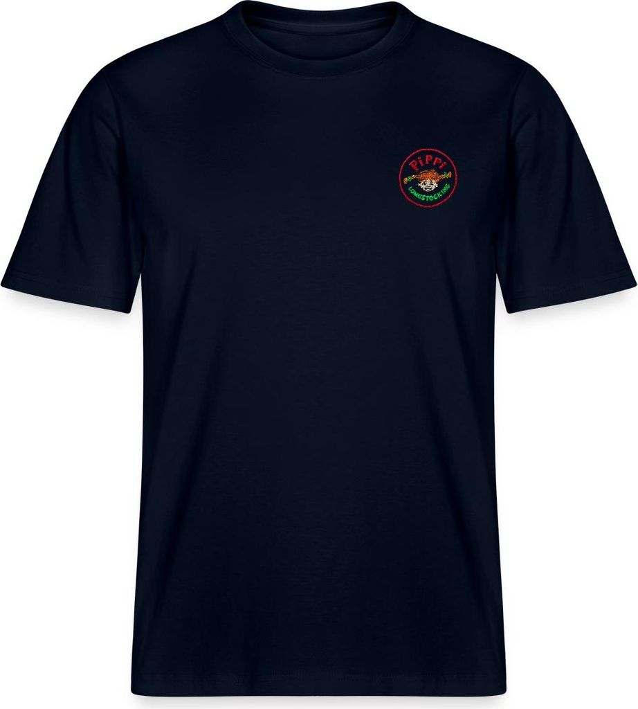 Spreadshirt Pippi Langstrumpf Portrait Rundes Logo Relaxed Fit Uni T-Shirt, XL, Navy