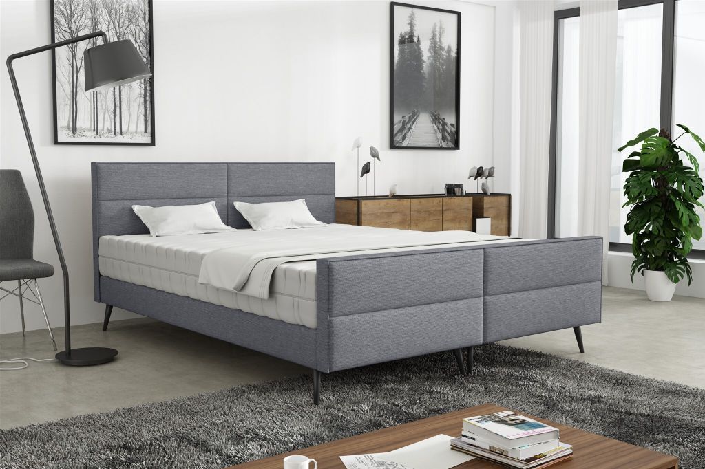 Polsterbett Doppelbett CREMONA 180x200cm Komplettset Stoff Gemma Dunkelgrau
