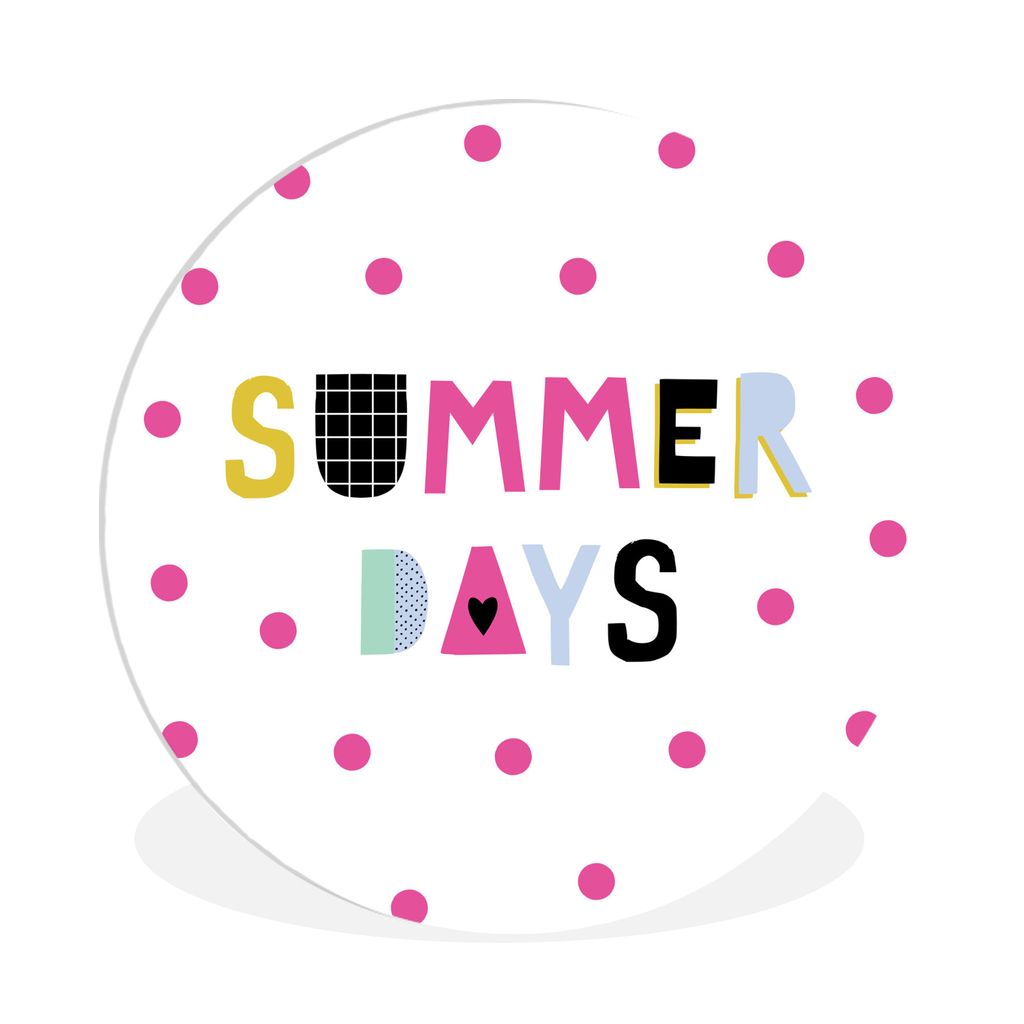 MuchoWow Rundes Wandbild - Runde Bilder Sommer - Zitat - Polka dots Ø 90 cm Kreis Wanddekoration Kunststoff - Wandkreis - Wandschmuck - Wand-Kre...