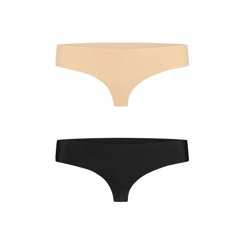 Bye Bra Invisible Thong (Natur & Black 2-Pack) L