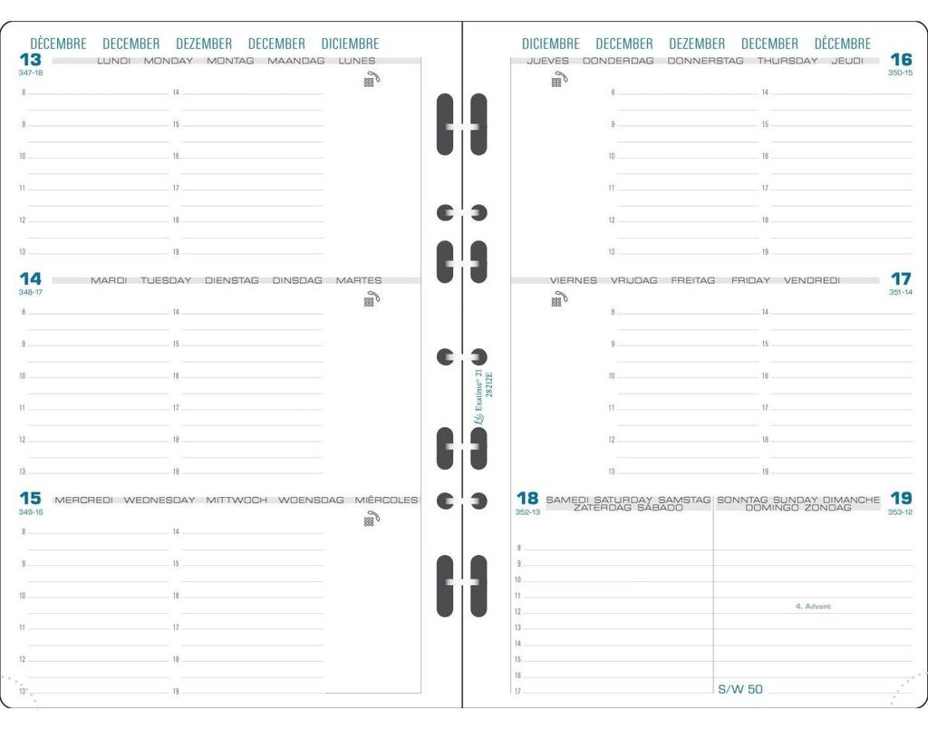Kalender-Einlage Exatime 21 14,2x21cm 1 Woche/2 Seiten Produktbild 