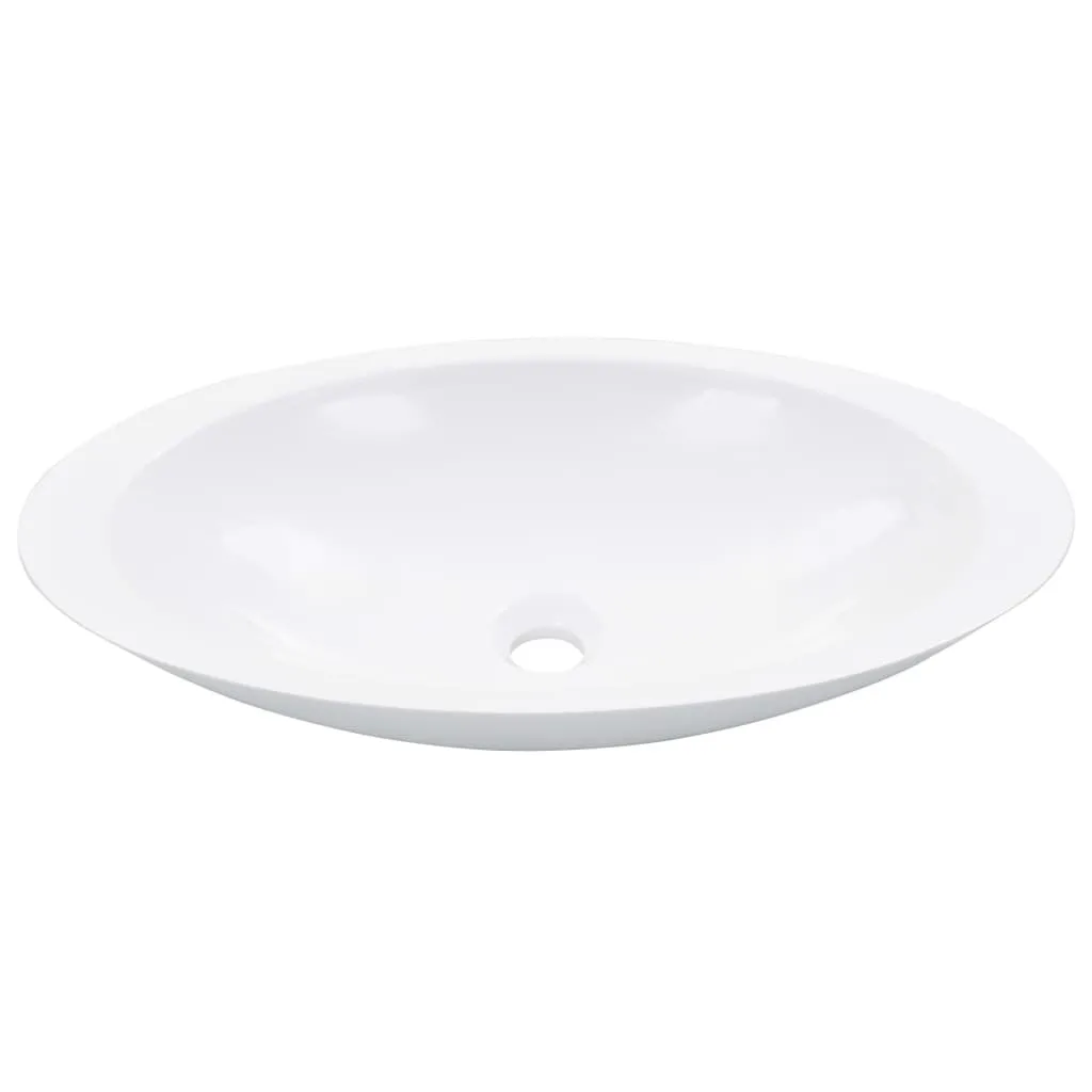 Lavabo blanc anti-calcaire en fonte minérale 59 cm pour salle de bain