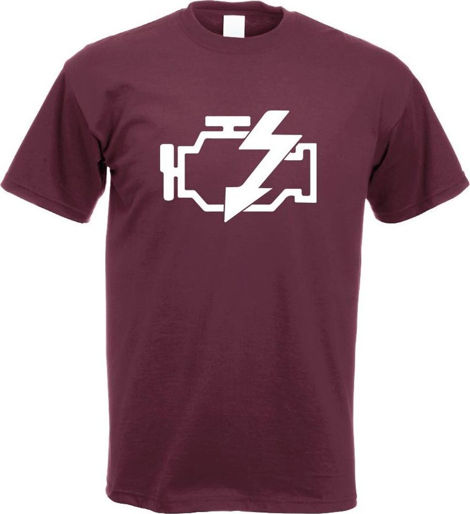 Kiwistar - T-Shirt - Burgund - Motorkontrollleuchte Herren Funshirt Bedruckt Design Sprüche Spruch Motive - mit Motiv Bedruckt - Funshirt Design -...