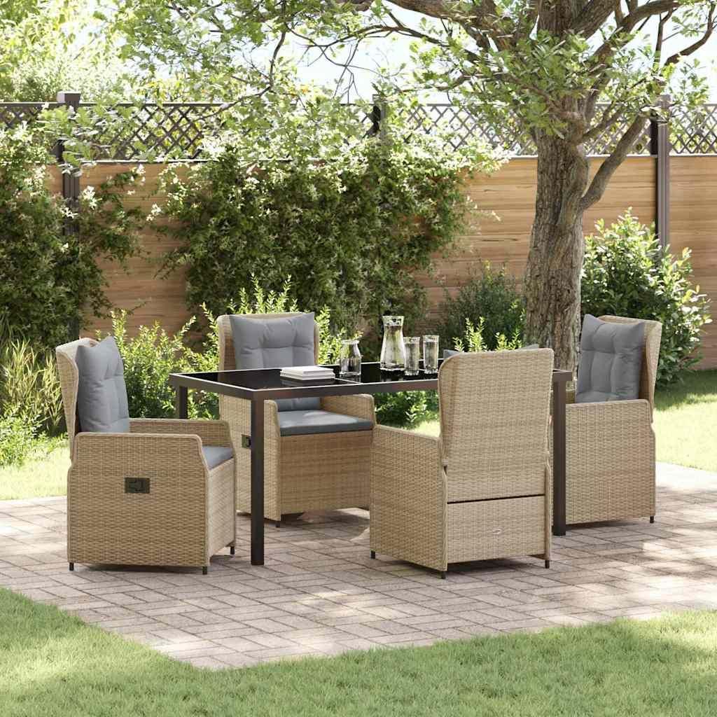 Maison Exclusive - Garten Essgruppe 5 pcs Beige und Hellgrau Poly-Rattan