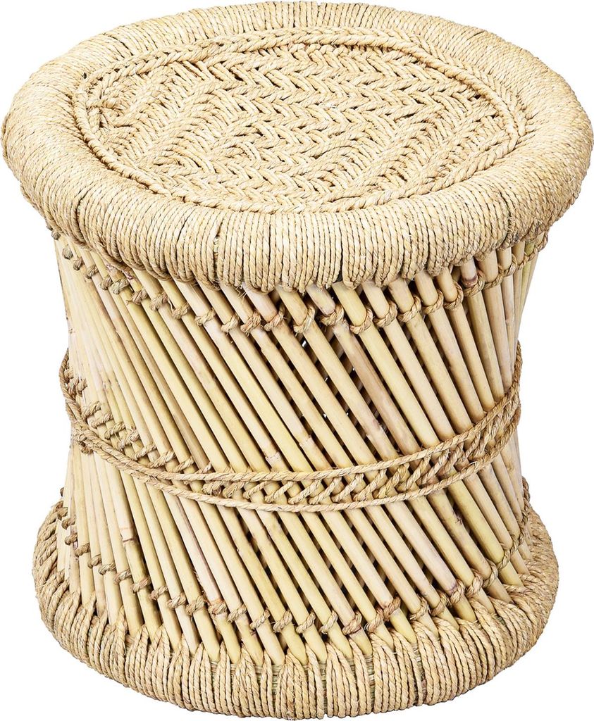 Marrakesch Hocker Beistelltisch aus Bambus Benita ø 36 cm | Produktbild 
