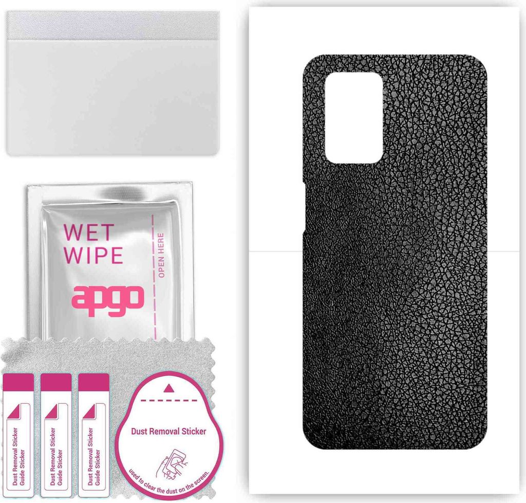 apgo Rückseite Schutzfolie, Skin, kompatibel mit Realme 8 5G, Hinten Displayschutzfolie aus Vinylfolie, kratzfest, einfache Montage - Schwarzes Leder