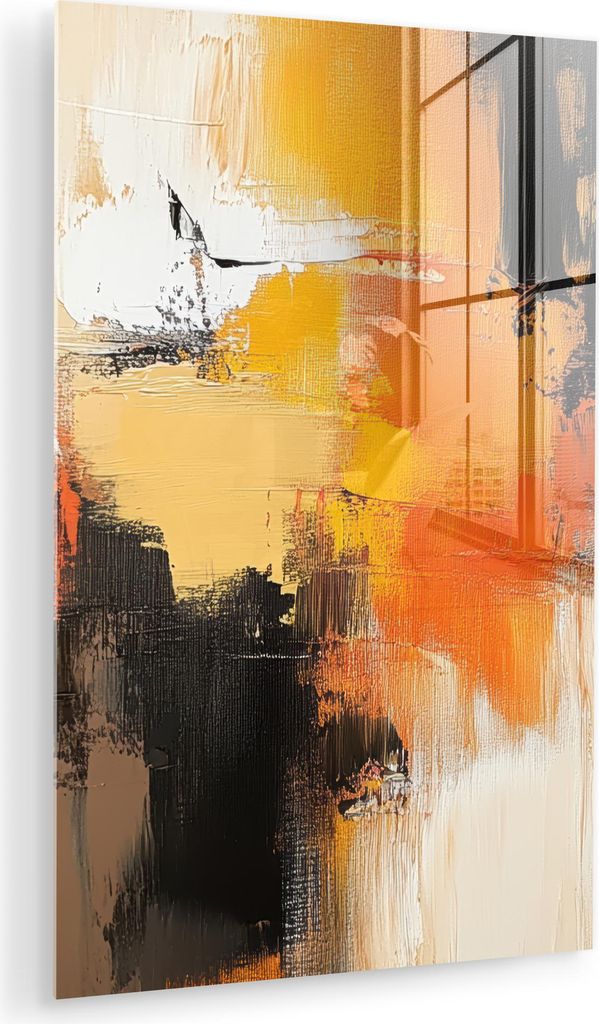 MuchoWow Glasbilder - Bilder auf Wandbild - Foto auf Glas Abstrakt - Modern - - Herbstfarben - Orange 80x120 cm Wanddekoration aus Glas - Acrylgla...