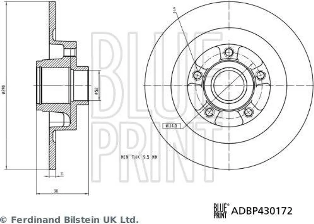 Disque de frein Blue Print ADBP430172 pour Espace V OE 432027306R