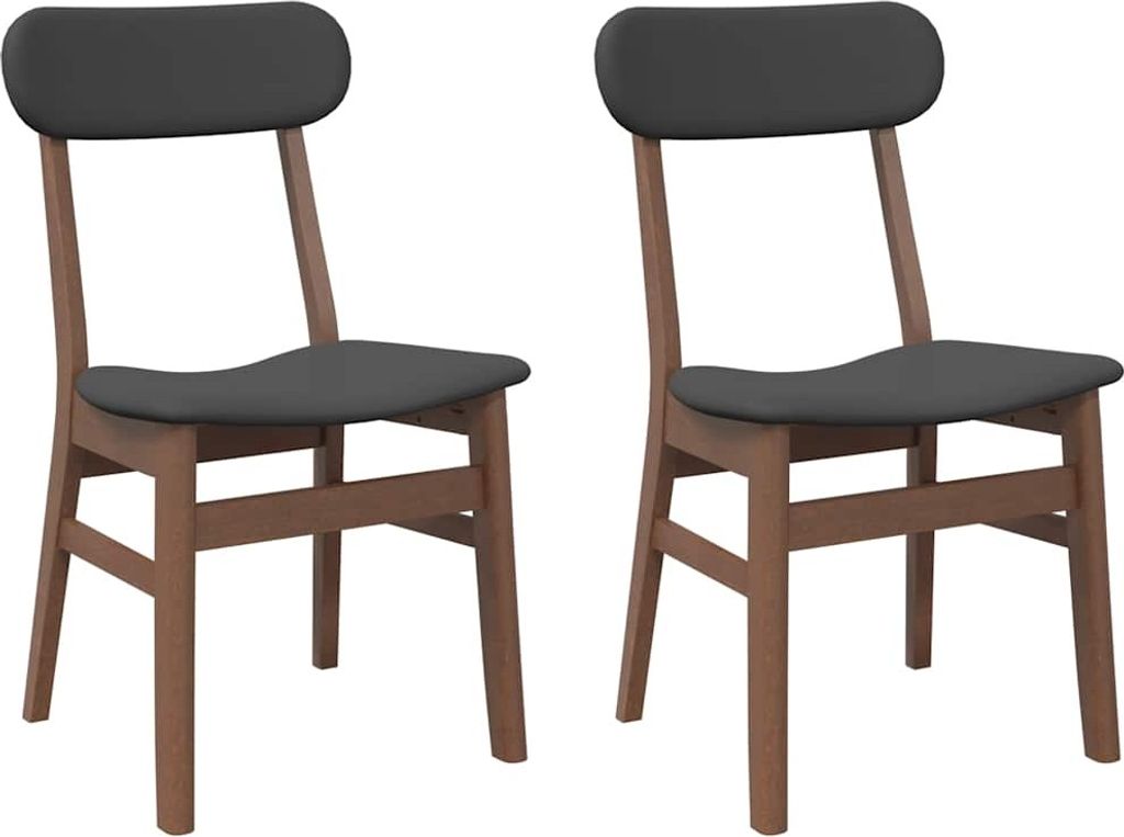 vidaXL Esszimmerstühle mit Kissen 2 Stk. Braun Massivholz Gummibaum