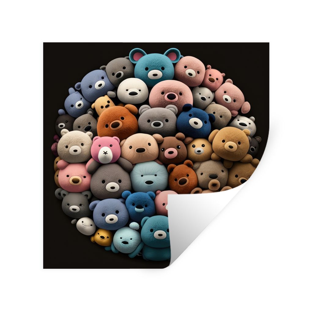 MuchoWow Wandtattoo Wandsticker Wandaufkleber Teddybär - Plüschtier - Tiere - Mädchen - Jungen 100x100 cm Selbstklebend und Repositionierbar -...