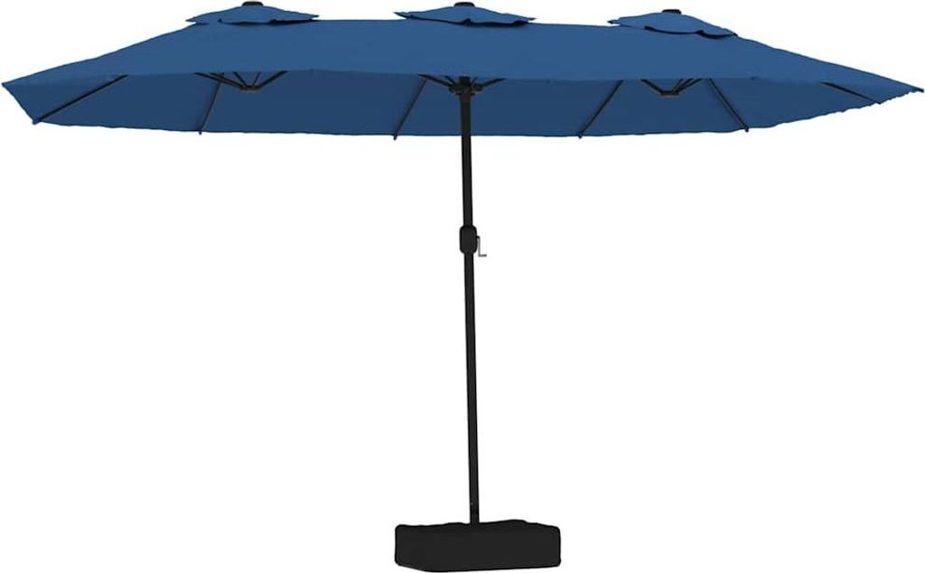 vidaXL Doppel-Sonnenschirm mit LED-Leuchten Azurblau 449x265 cm
