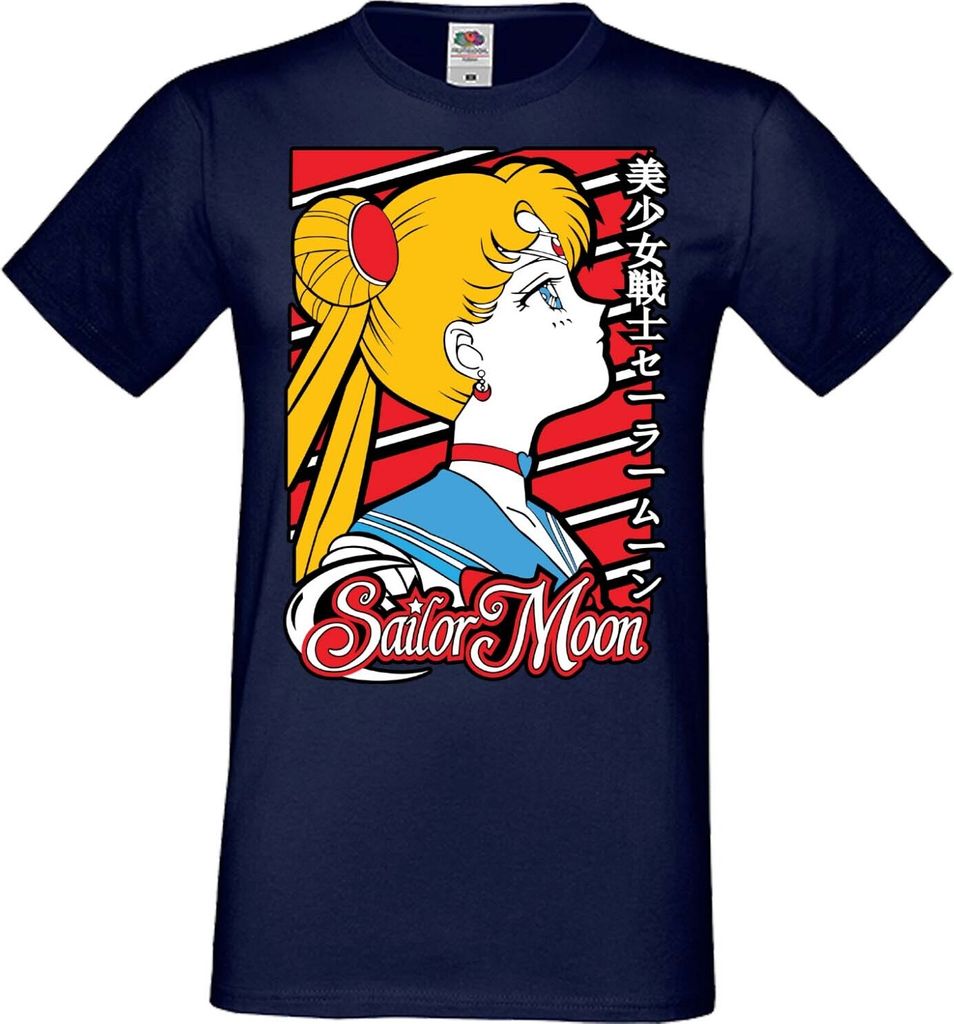 Herren T-Shirt Anime Manga Sailor Anime Manga Moon 01, Man S / Dunkelblau