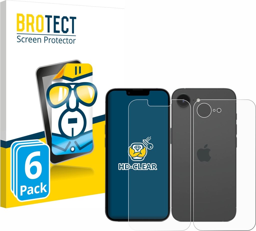 6x Für Apple iPhone 16e / 17e Schutzfolie BROTECT Displayschutz Display Schutz Folie Klar Transparent