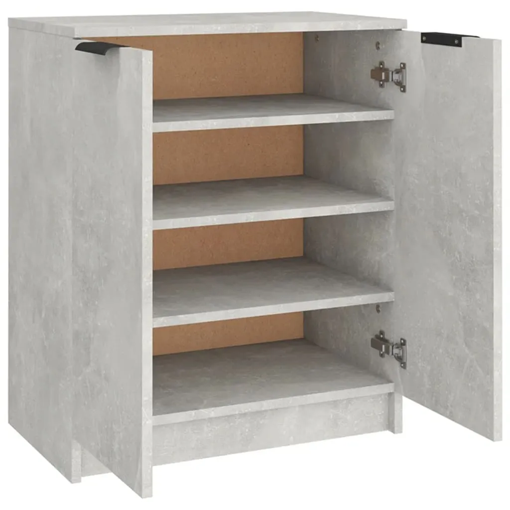 Meuble à chaussures gris béton 59 cm avec étagères bois composite