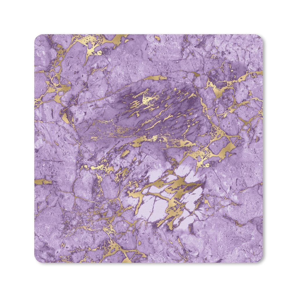 MuchoWow Mauspad Mousepad Marmor - Muster - Lila - Gold 30x30 cm - Mousepads - Maus Mat - Pad - Mausunterlage - Gaming