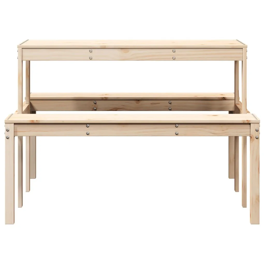Tavolo da Picnic 110x134x75 cm in Legno di Pino Massiccio per Giardino - 4