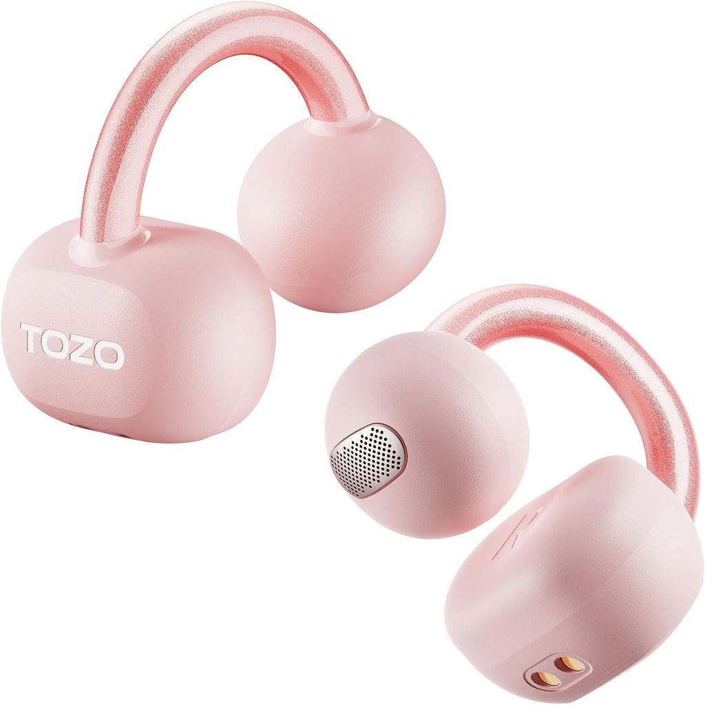 TOZO OpenEarRing Open-Ear Kopfhörer Bluetooth 5.4, Clip-On Design, AI ENC, App-Steuerung, 40h Laufzeit, LED-Anzeige, Sport & Training