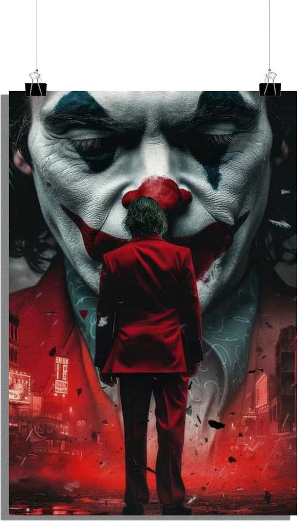 Joker Poster - Roter Anzug Poster - Schurke Poster - Batman Schurke Poster - Film Poster - Overlay Poster - 51x71cm - Perfekt zum Einrahmen