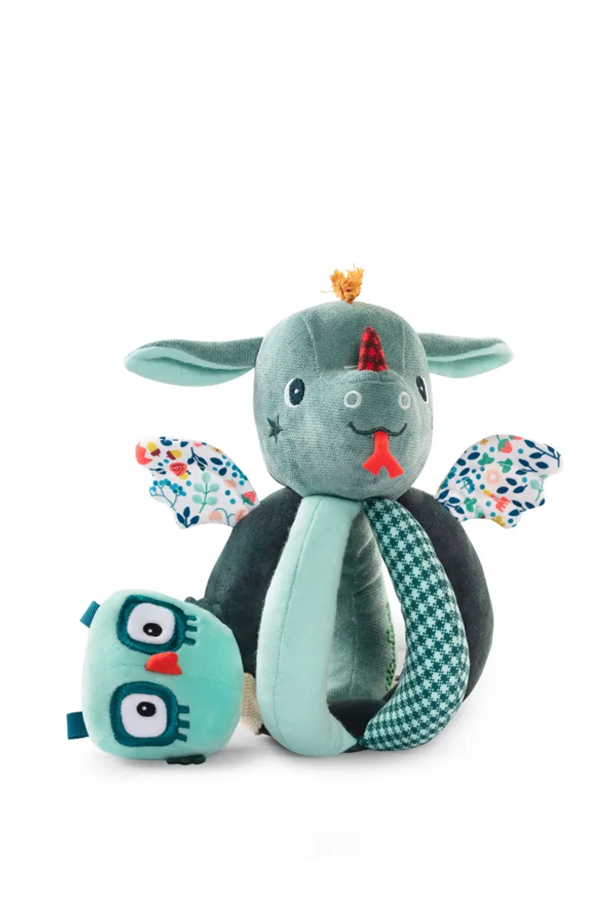 Jouet éveil bébé Lilliputiens Dragon Joe : Hochet facile à attraper