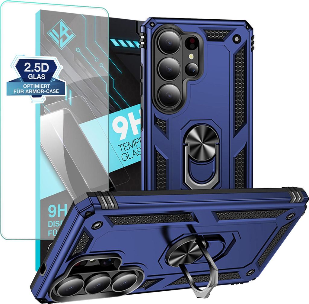 Armor Outdoor Handyhülle für Samsung Galaxy S26 Ultra Handy Panzer Case Schutzhülle mit 9H Displayglas Displayschutz Farbe: Blau