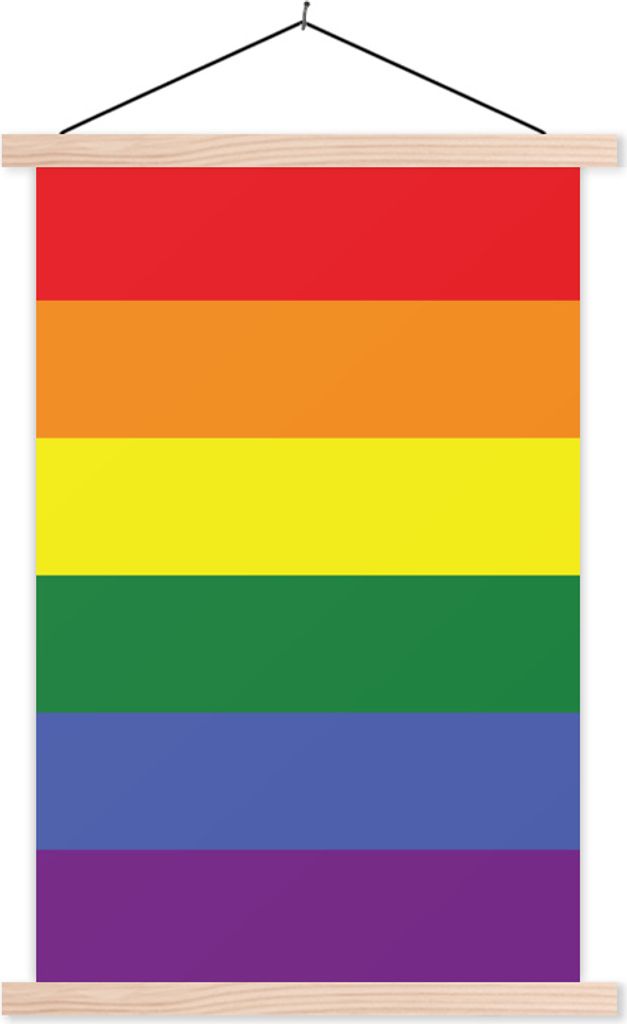 MuchoWow Textilposter Regenbogen - Stolz - Liebe 40x60 cm mit holzfarbenen Rahmen - Poster