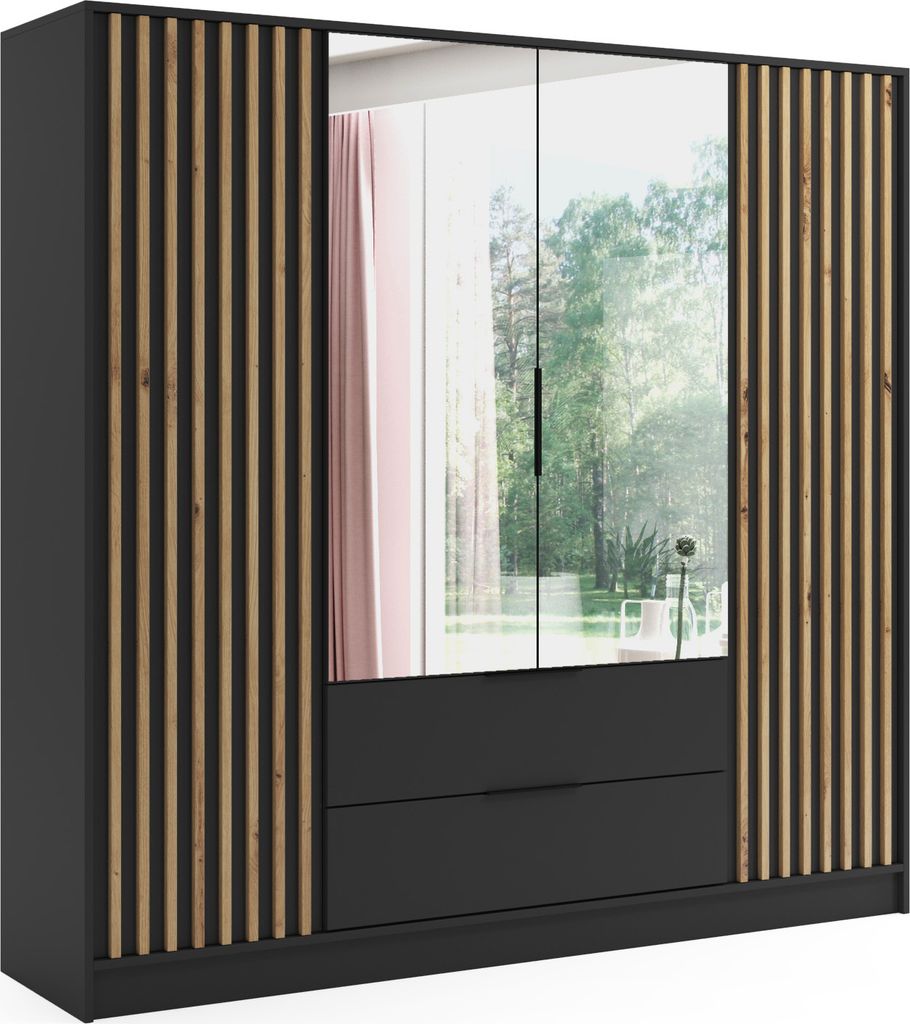 ALTDECOR Kleiderschrank NERA mit Spiegel und Produktbild 